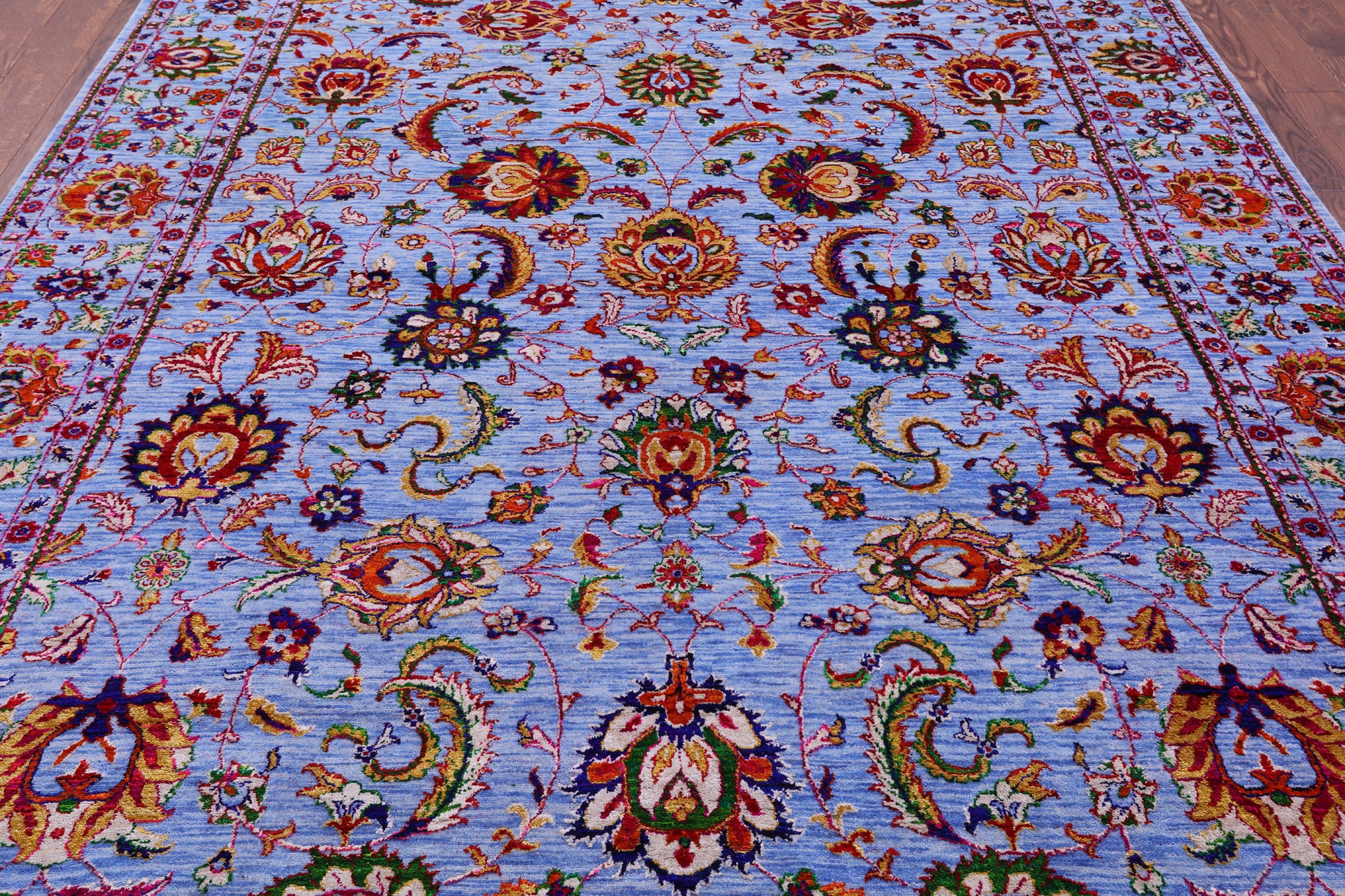 Blue Persian Tabriz Handmade Wool & Silk Rug - 7' 11" X 10' 4" - Golden Nile