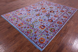 Blue Persian Tabriz Handmade Wool & Silk Rug - 7' 11" X 10' 4" - Golden Nile