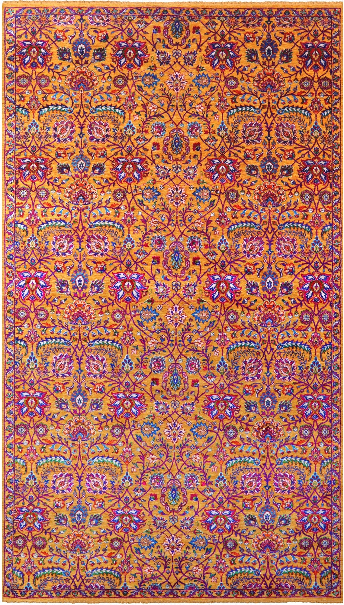 Gold Persian Tabriz Hand Knotted Wool & Silk Rug - 9' 1" X 16' 5" - Golden Nile