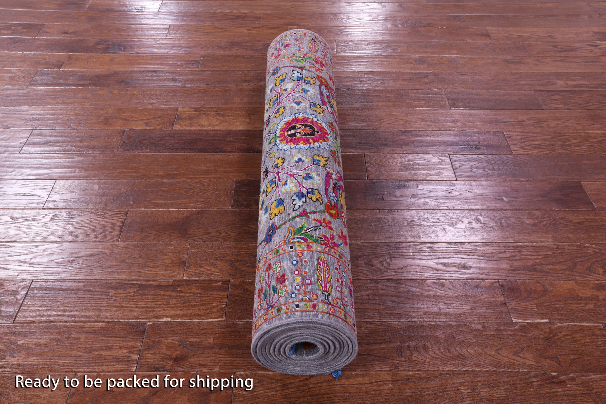 Grey Persian Tabriz Handmade Wool & Silk Runner Rug - 4' 0" X 12' 4" - Golden Nile