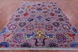 Grey Persian Tabriz Hand Knotted Wool & Silk Rug - 9' 1" X 11' 9" - Golden Nile