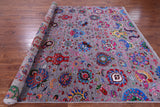 Grey Persian Tabriz Hand Knotted Wool & Silk Rug - 9' 1" X 11' 9" - Golden Nile