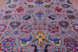 Grey Persian Tabriz Hand Knotted Wool & Silk Rug - 9' 1" X 11' 9" - Golden Nile