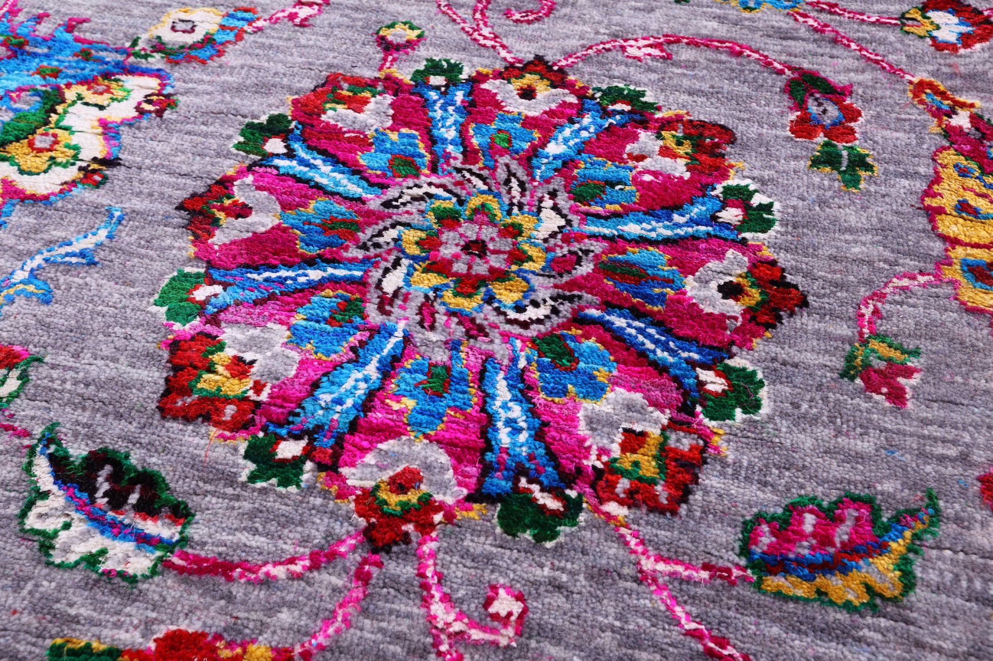 Grey Persian Tabriz Hand Knotted Wool & Silk Rug - 9' 1" X 11' 9" - Golden Nile