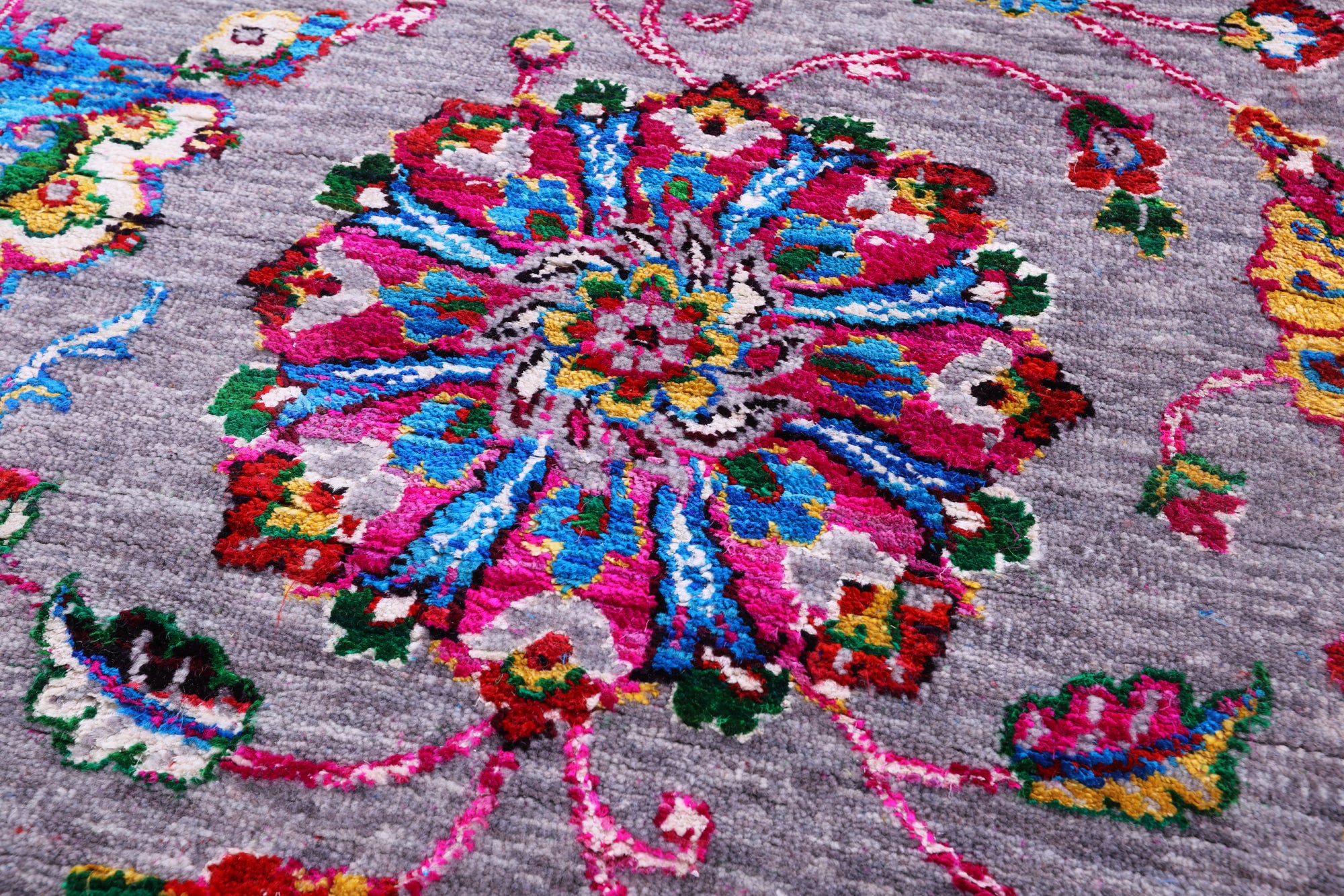 Grey Persian Tabriz Hand Knotted Wool & Silk Rug - 9' 1" X 11' 9" - Golden Nile