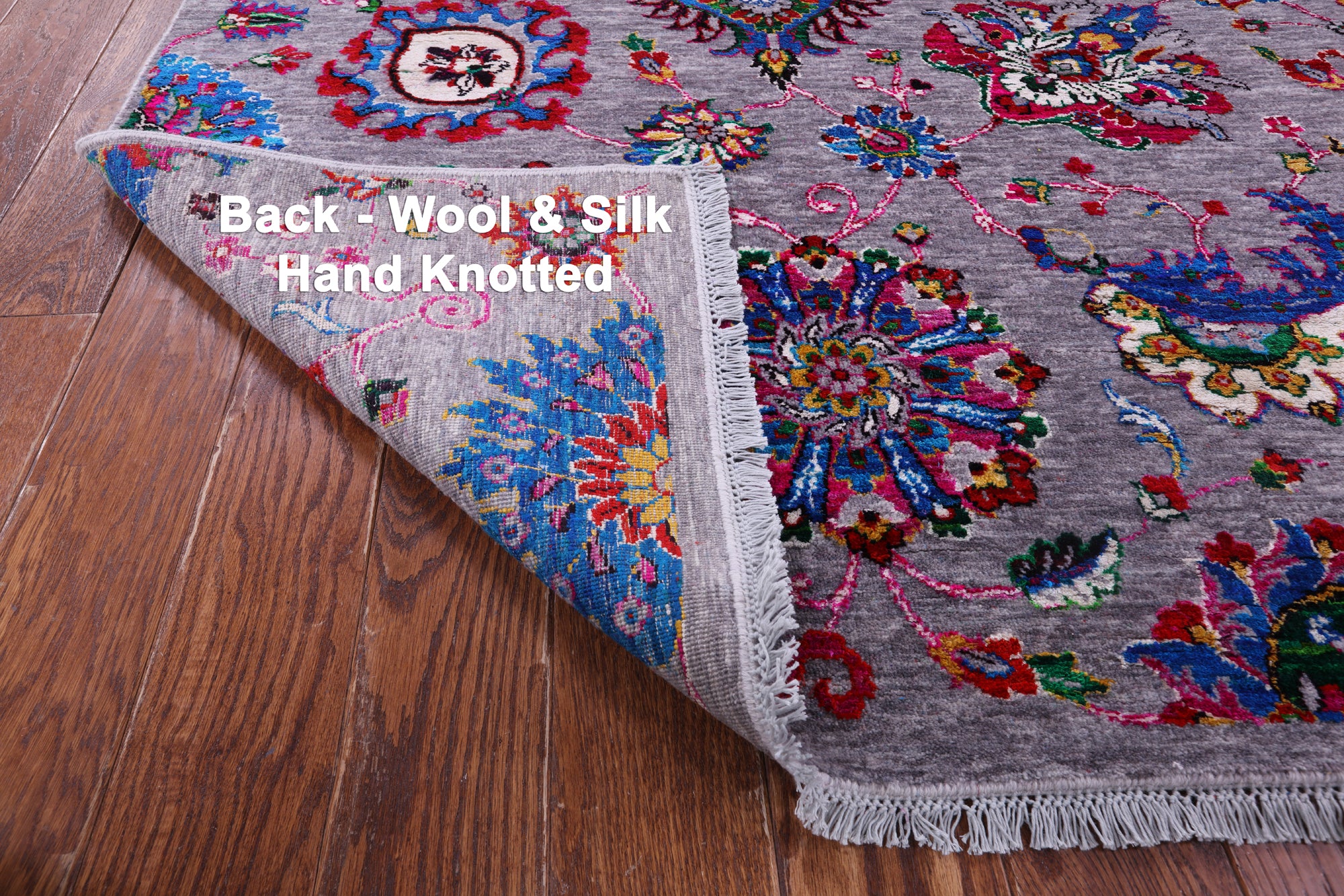 Grey Persian Tabriz Hand Knotted Wool & Silk Rug - 9' 1" X 11' 9" - Golden Nile
