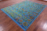 Blue Persian Tabriz Hand Knotted Wool & Silk Rug - 8' 1" X 10' 7" - Golden Nile