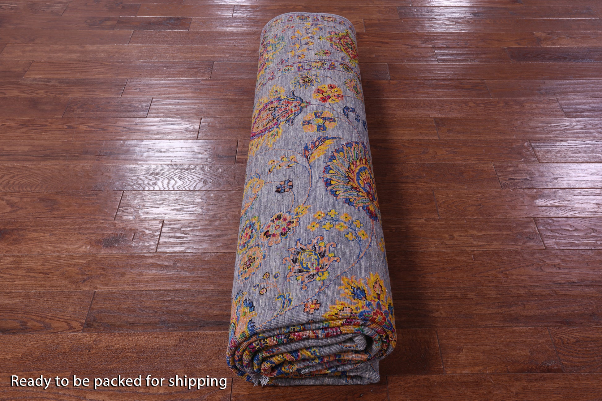 Grey Persian Tabriz Hand Knotted Wool & Silk Rug - 9' 2" X 12' 0" - Golden Nile