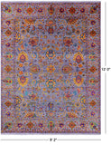 Grey Persian Tabriz Hand Knotted Wool & Silk Rug - 9' 2" X 12' 0" - Golden Nile