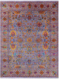 Grey Persian Tabriz Hand Knotted Wool & Silk Rug - 9' 2" X 12' 0" - Golden Nile