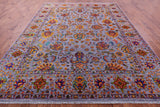 Grey Persian Tabriz Hand Knotted Wool & Silk Rug - 9' 2" X 12' 0" - Golden Nile