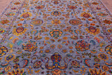 Grey Persian Tabriz Hand Knotted Wool & Silk Rug - 9' 2" X 12' 0" - Golden Nile