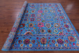 Blue Persian Tabriz Hand Knotted Wool & Silk Rug - 8' 1" X 10' 0" - Golden Nile
