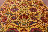 Gold Persian Tabriz Hand Knotted Wool & Silk Rug - 9' 0" X 12' 0" - Golden Nile