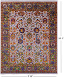 Grey Persian Tabriz Hand Knotted Wool & Silk Rug - 7' 10" X 10' 1" - Golden Nile