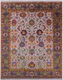 Grey Persian Tabriz Hand Knotted Wool & Silk Rug - 7' 10" X 10' 1" - Golden Nile