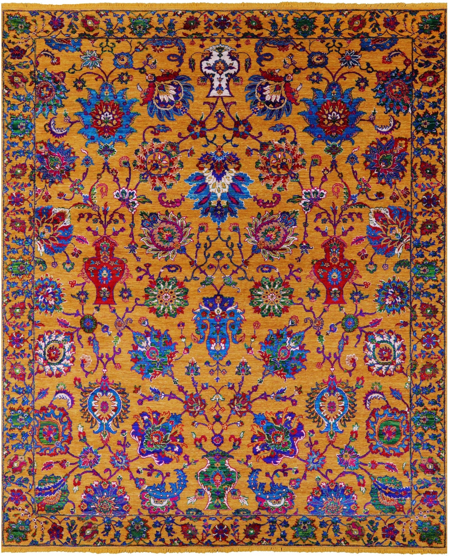 Gold Persian Tabriz Handmade Wool & Silk Rug - 8' 1" X 10' 2" - Golden Nile