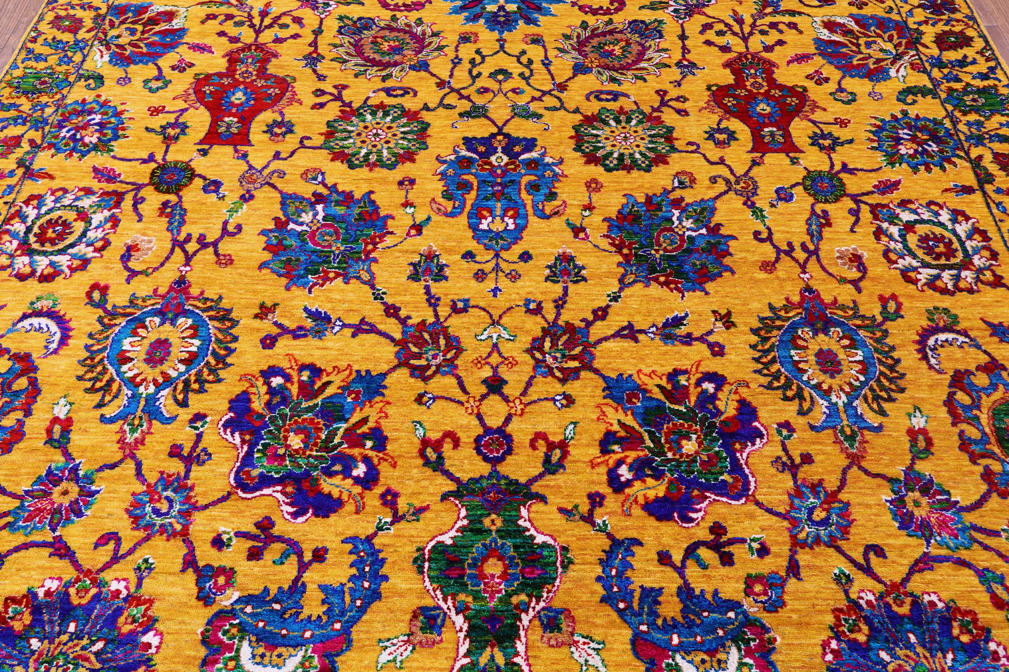 Gold Persian Tabriz Handmade Wool & Silk Rug - 8' 1" X 10' 2" - Golden Nile