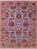 Grey Persian Tabriz Hand Knotted Wool & Silk Rug - 7' 10" X 10' 2" - Golden Nile