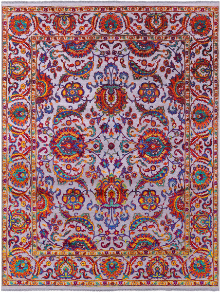 Grey Persian Tabriz Hand Knotted Wool & Silk Rug - 7' 10" X 10' 2" - Golden Nile