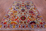 Grey Persian Sickle Leaf Hand Knotted Wool & Silk Rug - 8' 2" X 10' 3" - Golden Nile