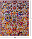 Grey Persian Sickle Leaf Hand Knotted Wool & Silk Rug - 8' 2" X 10' 3" - Golden Nile