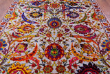 Grey Persian Sickle Leaf Hand Knotted Wool & Silk Rug - 8' 2" X 10' 3" - Golden Nile