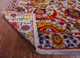Grey Persian Sickle Leaf Hand Knotted Wool & Silk Rug - 8' 2" X 10' 3" - Golden Nile