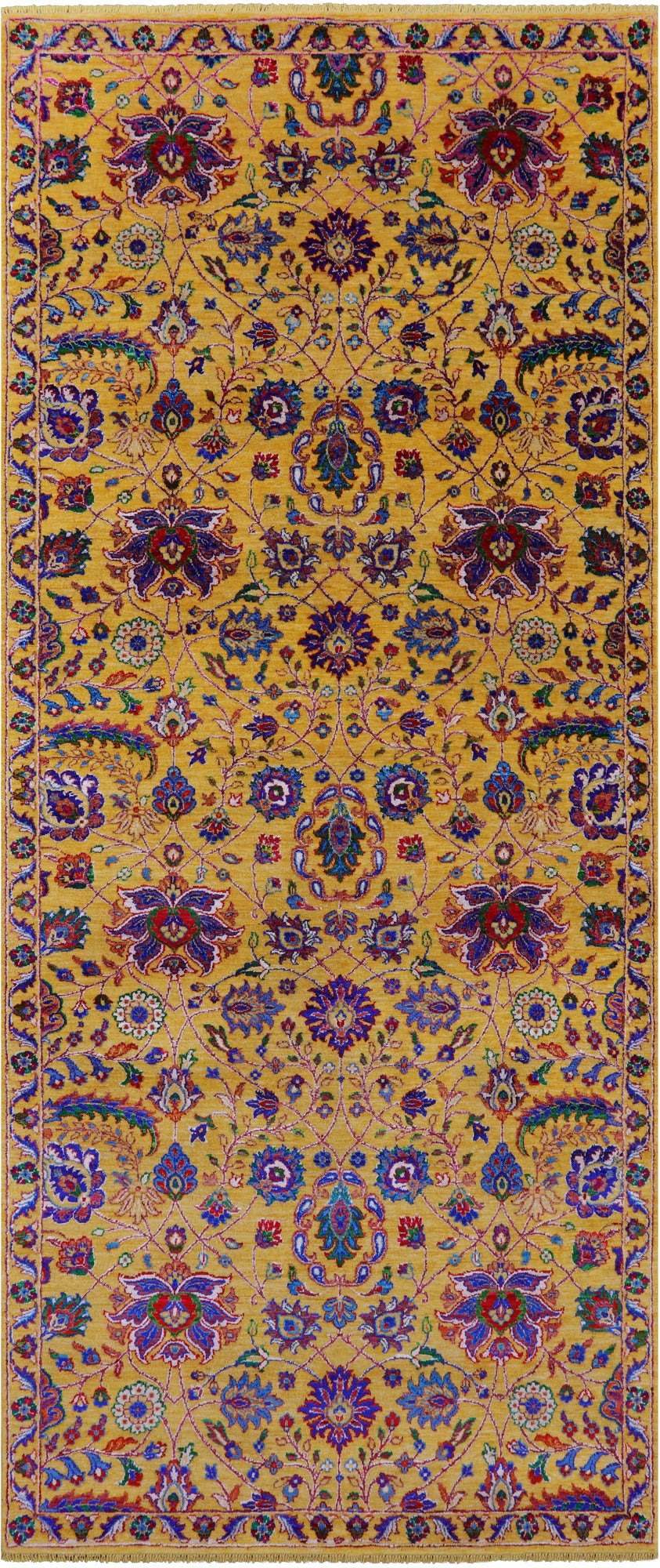 Gold Persian Tabriz Handmade Wool & Silk Rug - 5' 0" X 11' 11" - Golden Nile