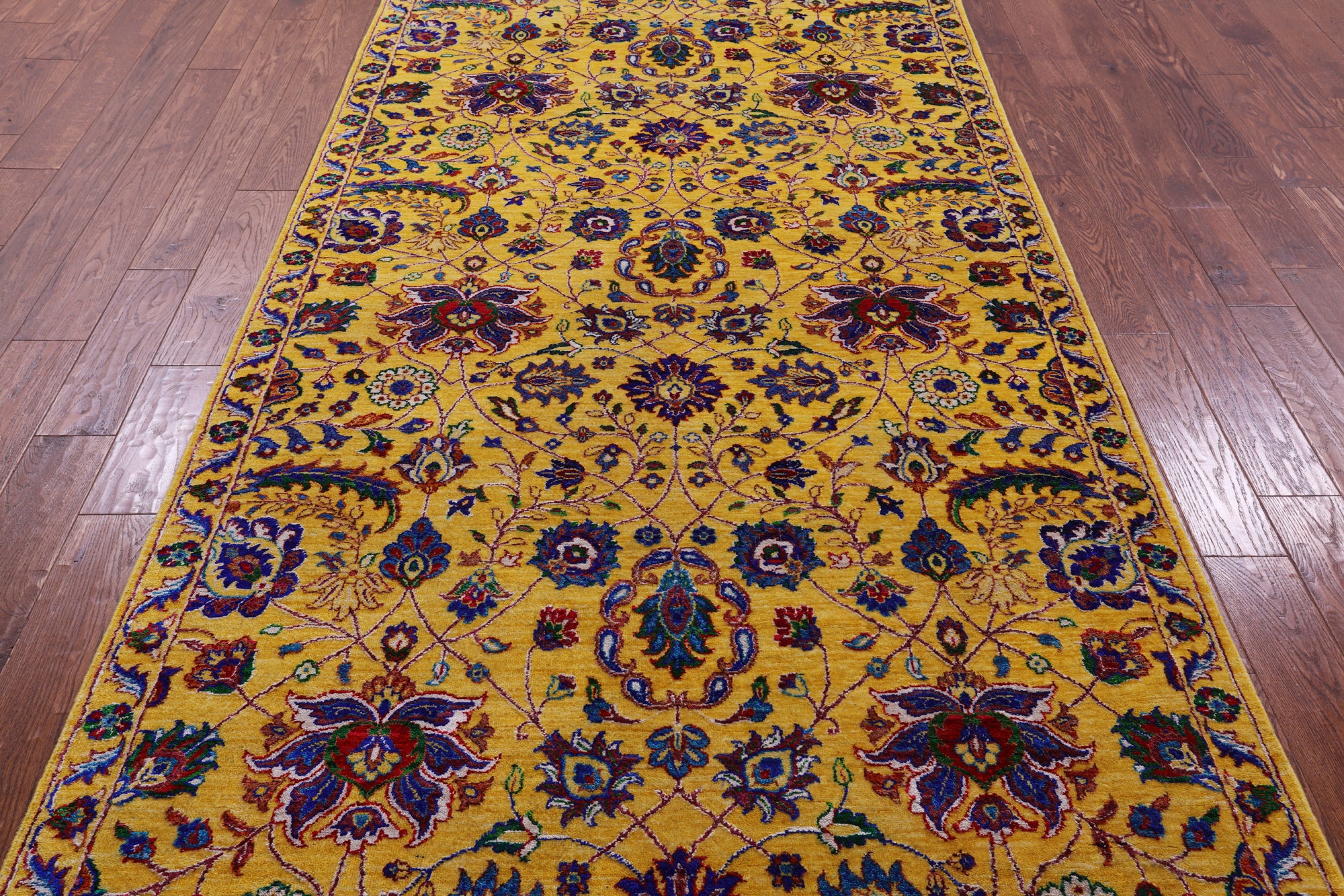 Gold Persian Tabriz Handmade Wool & Silk Rug - 5' 0" X 11' 11" - Golden Nile