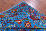 Blue Persian Tabriz Hand Knotted Wool & Silk Rug - 6' 2" X 9' 3" - Golden Nile
