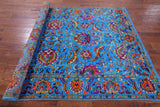Blue Persian Tabriz Hand Knotted Wool & Silk Rug - 6' 2" X 9' 3" - Golden Nile