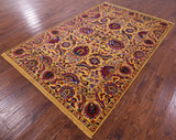 Gold Persian Tabriz Hand Knotted Wool & Silk Rug - 6' 0" X 8' 11" - Golden Nile
