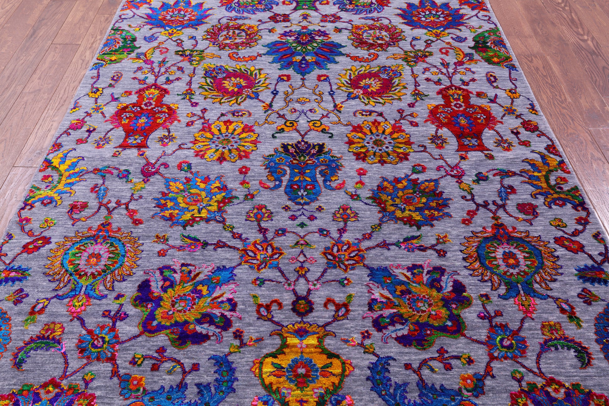 Grey Persian Tabriz Hand Knotted Wool & Silk Rug - 6' 0" X 9' 1" - Golden Nile