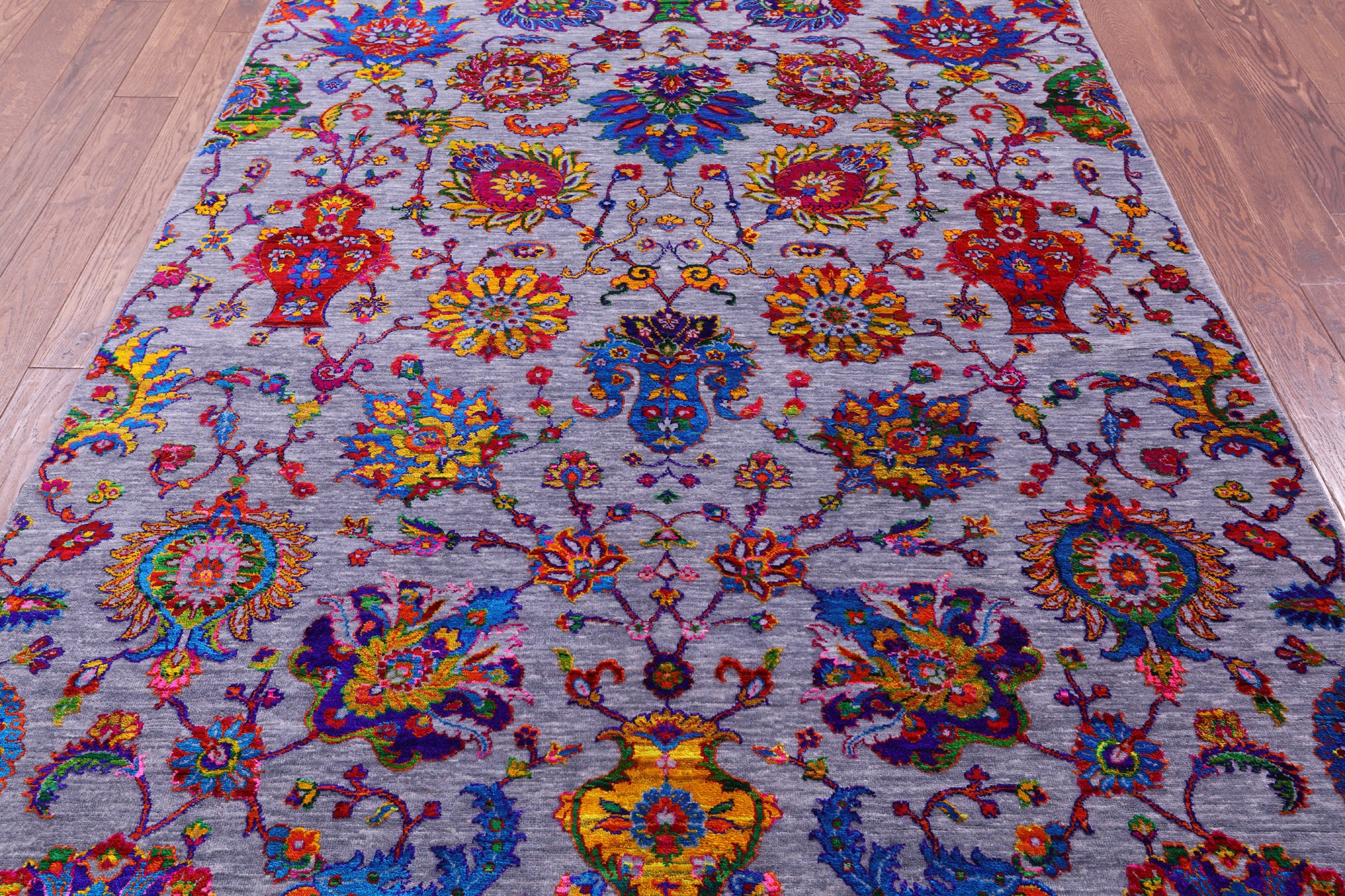 Grey Persian Tabriz Hand Knotted Wool & Silk Rug - 6' 0" X 9' 1" - Golden Nile