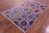 Grey Persian Tabriz Hand Knotted Wool & Silk Rug - 6' 0" X 9' 1" - Golden Nile