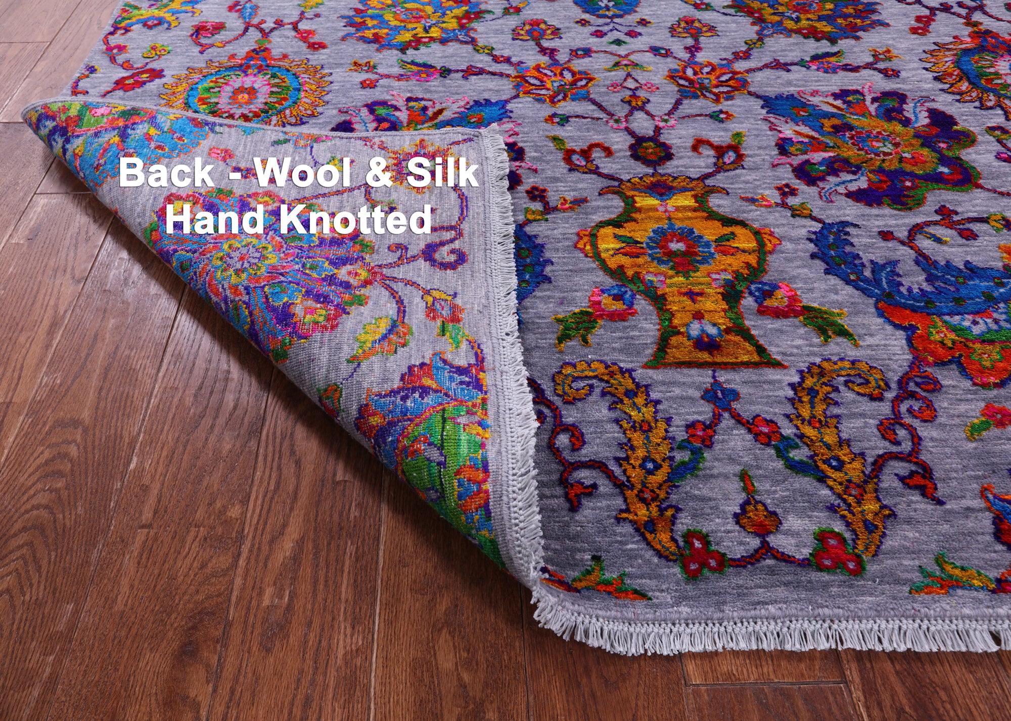 Grey Persian Tabriz Hand Knotted Wool & Silk Rug - 6' 0" X 9' 1" - Golden Nile