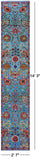 Blue Persian Tabriz Hand Knotted Wool & Silk Runner Rug - 2' 7" X 14' 3"