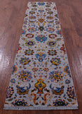 Grey Persian Tabriz Hand Knotted Wool & Silk Runner Rug - 2' 6" X 10' 2" - Golden Nile