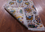 Grey Persian Tabriz Hand Knotted Wool & Silk Runner Rug - 2' 6" X 10' 2" - Golden Nile