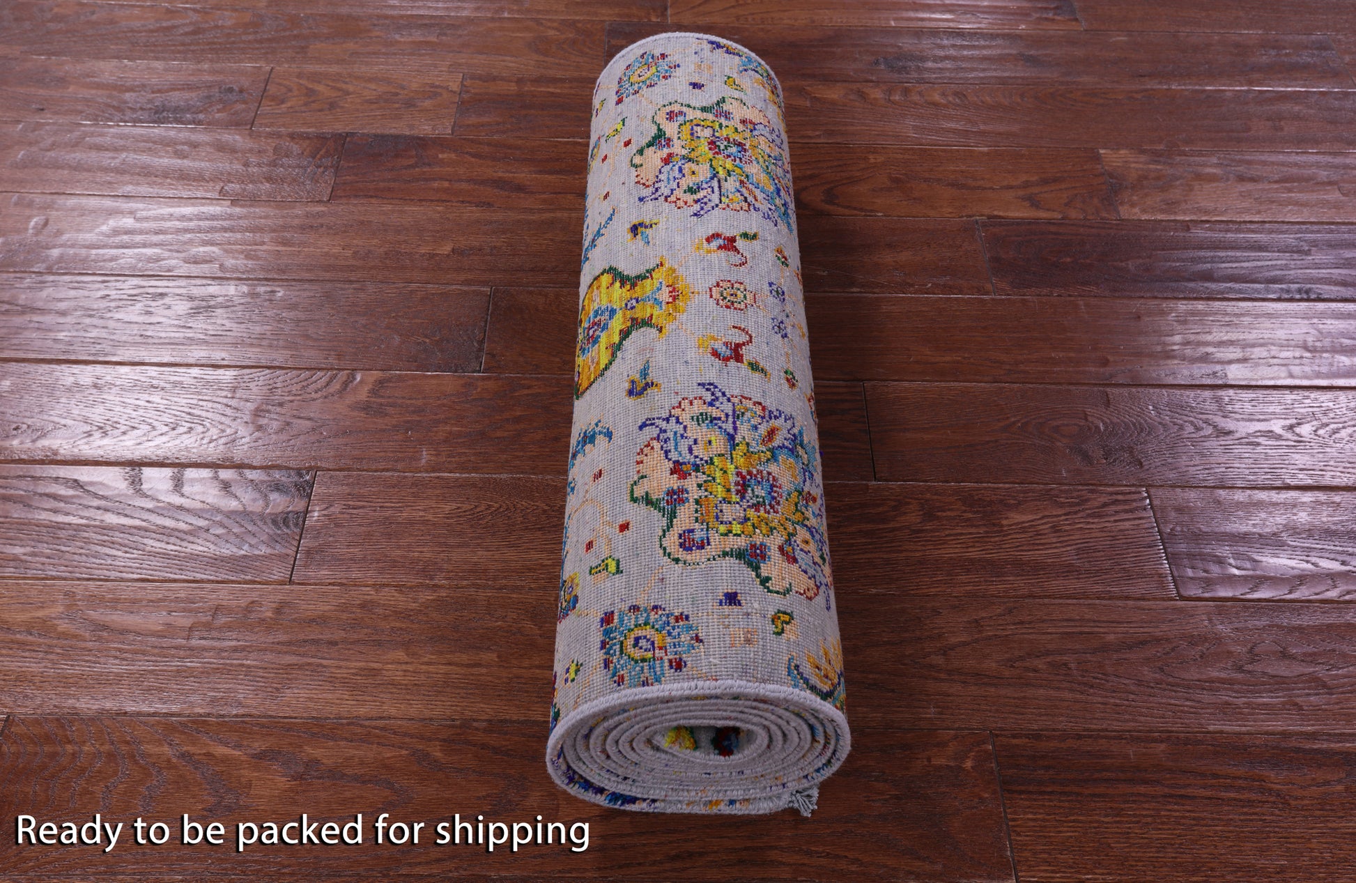 Grey Persian Tabriz Hand Knotted Wool & Silk Runner Rug - 2' 6" X 10' 2" - Golden Nile