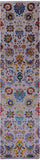 Grey Persian Tabriz Hand Knotted Wool & Silk Runner Rug - 2' 6" X 10' 2" - Golden Nile