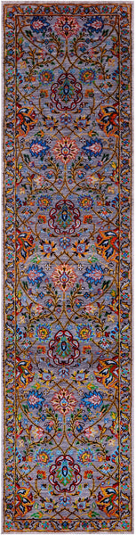 Persian Tabriz Hand Knotted Wool & Silk Runner Rug - 2' 8" X 10' 10" - Golden Nile