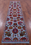 Blue Persian Tabriz Hand Knotted Wool & Silk Runner Rug - 2' 6" X 10' 3" - Golden Nile