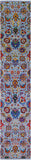 Blue Persian Tabriz Hand Knotted Wool & Silk Runner Rug - 2' 7" X 13' 11" - Golden Nile