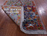 Grey Persian Tabriz Hand Knotted Wool & Silk Runner Rug - 2' 7" X 10' 6" - Golden Nile