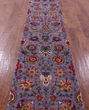 Grey Persian Tabriz Hand Knotted Wool & Silk Runner Rug - 2' 6" X 11' 11" - Golden Nile