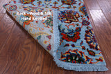 Blue Persian Tabriz Hand Knotted Wool & Silk Runner Rug - 2' 7" X 13' 10" - Golden Nile