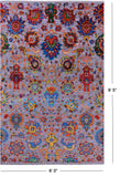 Grey Persian Tabriz Hand Knotted Wool & Silk Rug - 6' 0" X 9' 5" - Golden Nile