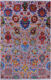 Grey Persian Tabriz Hand Knotted Wool & Silk Rug - 6' 0" X 9' 5" - Golden Nile